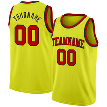 Load image into Gallery viewer, Custom Neon Yellow Red-Black Authentic Basketball Jersey
