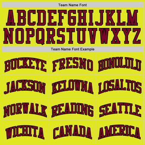 Custom Neon Yellow Maroon-Black Authentic Basketball Jersey
