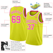 Load image into Gallery viewer, Custom Neon Yellow Pink-White Authentic Basketball Jersey
