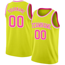 Load image into Gallery viewer, Custom Neon Yellow Pink-White Authentic Basketball Jersey
