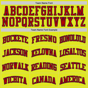 Custom Neon Yellow Red-Navy Authentic Basketball Jersey