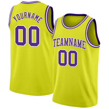 Load image into Gallery viewer, Custom Neon Yellow Purple-White Authentic Basketball Jersey
