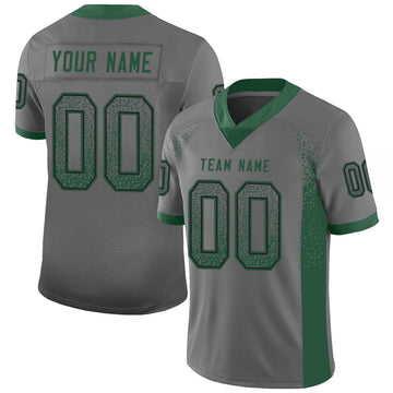 Custom Gray Grass  Green-Black Drift Fashion Football Jersey
