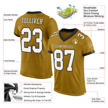 Load image into Gallery viewer, Custom Old Gold White-Black Mesh Authentic Football Jersey
