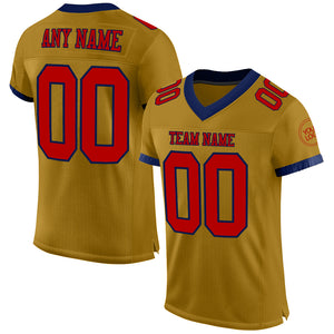 Custom Old Gold Red-Navy Mesh Authentic Football Jersey