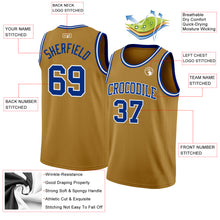 Load image into Gallery viewer, Custom Old Gold Royal-White Authentic Basketball Jersey

