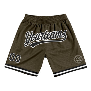 Custom Olive Black-White Authentic Throwback Salute To Service Basketball Shorts