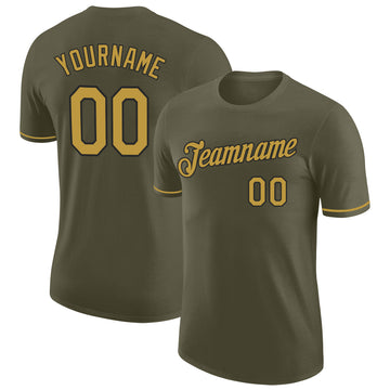 Custom Olive Old Gold-Black Performance Salute To Service T-Shirt