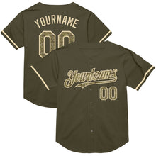 Load image into Gallery viewer, Custom Olive Camo-Cream Mesh Authentic Throwback Salute To Service Baseball Jersey
