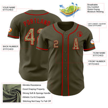 Load image into Gallery viewer, Custom Olive Camo-Red Authentic Salute To Service Baseball Jersey
