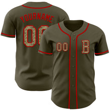 Load image into Gallery viewer, Custom Olive Camo-Red Authentic Salute To Service Baseball Jersey
