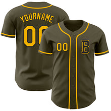 Load image into Gallery viewer, Custom Olive Gold-Black Authentic Salute To Service Baseball Jersey
