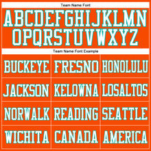 Load image into Gallery viewer, Custom Orange White-Aqua Mesh Authentic Football Jersey
