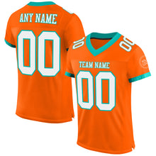 Load image into Gallery viewer, Custom Orange White-Aqua Mesh Authentic Football Jersey
