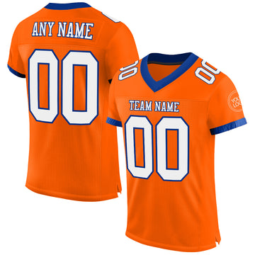 Custom Orange White-Royal Mesh Authentic Football Jersey