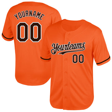 Custom Orange Brown-White Mesh Authentic Throwback Baseball Jersey