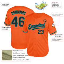 Load image into Gallery viewer, Custom Orange Black-Teal Mesh Authentic Throwback Baseball Jersey
