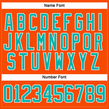 Load image into Gallery viewer, Custom Orange Aqua-White Hockey Lace Neck Jersey
