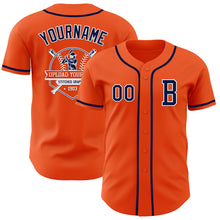 Load image into Gallery viewer, Custom Orange Navy-White Authentic Baseball Jersey
