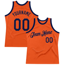 Load image into Gallery viewer, Custom Orange Navy Authentic Throwback Basketball Jersey
