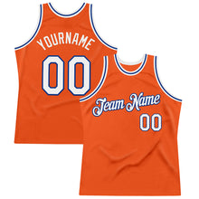 Load image into Gallery viewer, Custom Orange White-Royal Authentic Throwback Basketball Jersey
