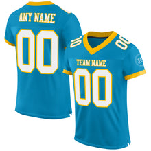 Load image into Gallery viewer, Custom Panther Blue White-Gold Mesh Authentic Football Jersey
