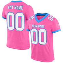 Load image into Gallery viewer, Custom Pink White-Electric Blue Mesh Authentic Football Jersey
