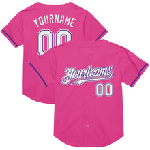 Load image into Gallery viewer, Custom Pink White-Purple Mesh Authentic Throwback Baseball Jersey
