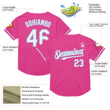 Load image into Gallery viewer, Custom Pink White-Light Blue Mesh Authentic Throwback Baseball Jersey
