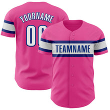 Load image into Gallery viewer, Custom Pink White-Royal Authentic Baseball Jersey
