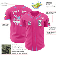 Load image into Gallery viewer, Custom Pink Black-Light Blue Authentic Baseball Jersey
