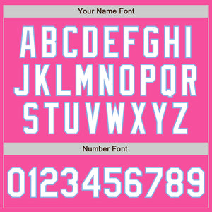 Custom Pink White-Light Blue Authentic Baseball Jersey