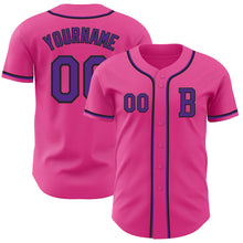 Load image into Gallery viewer, Custom Pink Purple-Black Authentic Baseball Jersey
