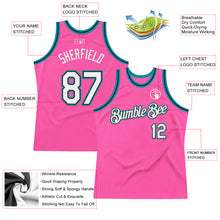 Load image into Gallery viewer, Custom Pink Black-Teal Authentic Throwback Basketball Jersey
