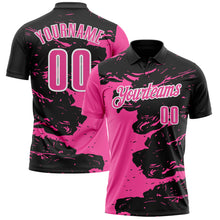 Load image into Gallery viewer, Custom Black Pink-White 3D Bowling Splash Ink Performance Polo Shirt

