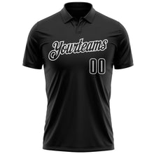 Load image into Gallery viewer, Custom Black White 3D Bowling American Flag Performance Polo Shirt
