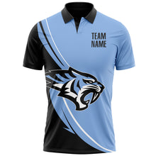 Load image into Gallery viewer, Custom Light Blue Black-White 3D Pattern Design Animal Tiger Performance Polo Shirt
