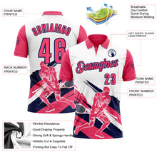 Load image into Gallery viewer, Custom White Neon Pink-Navy 3D Tennis Performance Polo Shirt
