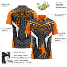 Load image into Gallery viewer, Custom Steel Gray Black-Bay Orange 3D Tennis Performance Polo Shirt
