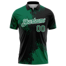 Load image into Gallery viewer, Custom Kelly Green Black-White 3D Pattern Design Abstract Brush Stroke Performance Polo Shirt

