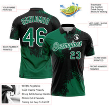 Load image into Gallery viewer, Custom Kelly Green Black-White 3D Pattern Design Abstract Brush Stroke Performance Polo Shirt
