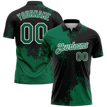 Load image into Gallery viewer, Custom Kelly Green Black-White 3D Pattern Design Abstract Brush Stroke Performance Polo Shirt
