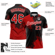 Load image into Gallery viewer, Custom Red Black-White 3D Pattern Design Abstract Brush Stroke Performance Polo Shirt
