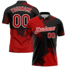 Load image into Gallery viewer, Custom Red Black-White 3D Pattern Design Abstract Brush Stroke Performance Polo Shirt
