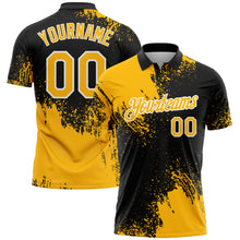 Load image into Gallery viewer, Custom Gold Black-White 3D Pattern Design Abstract Brush Stroke Performance Polo Shirt
