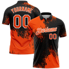 Load image into Gallery viewer, Custom Orange Black-White 3D Pattern Design Abstract Brush Stroke Performance Polo Shirt
