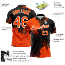 Load image into Gallery viewer, Custom Orange Black-White 3D Pattern Design Abstract Brush Stroke Performance Polo Shirt
