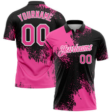 Load image into Gallery viewer, Custom Pink Black-White 3D Pattern Design Abstract Brush Stroke Performance Polo Shirt
