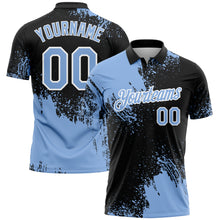 Load image into Gallery viewer, Custom Light Blue Black-White 3D Pattern Design Abstract Brush Stroke Performance Polo Shirt
