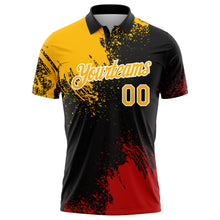 Load image into Gallery viewer, Custom Gold Black-Red 3D Pattern Design Abstract Brush Stroke Performance Polo Shirt
